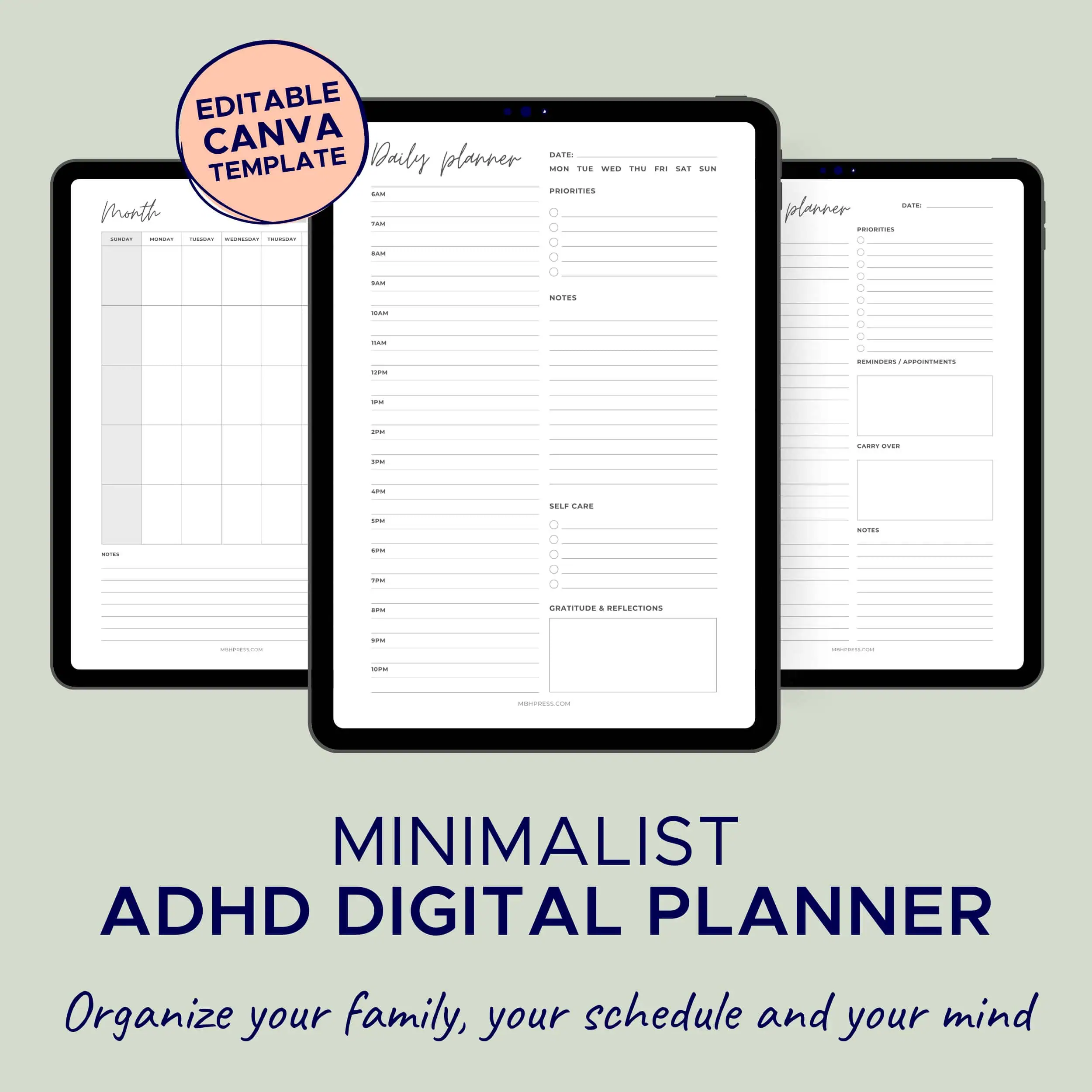MBH Press ETSY Listing Images for Clarity & Calm planner
